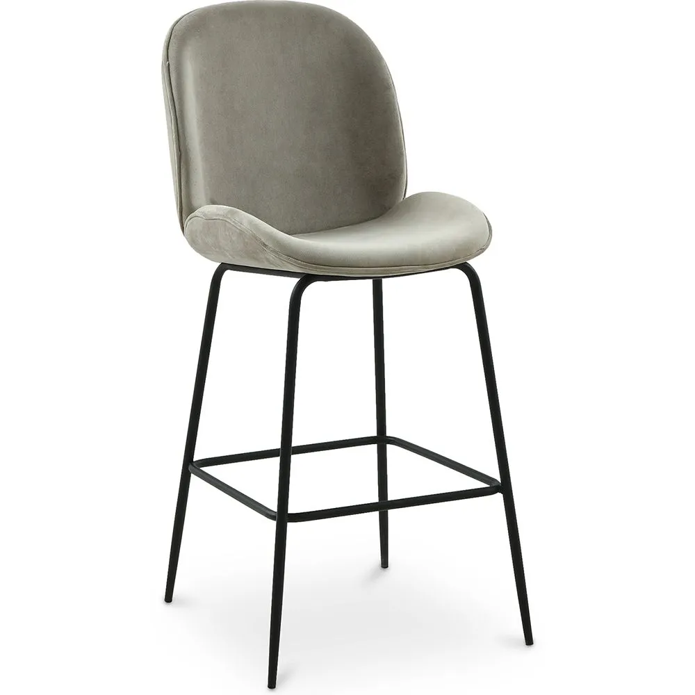 Sgabello con schienale - Rivestito in velluto - Design retrò - Elias image 8