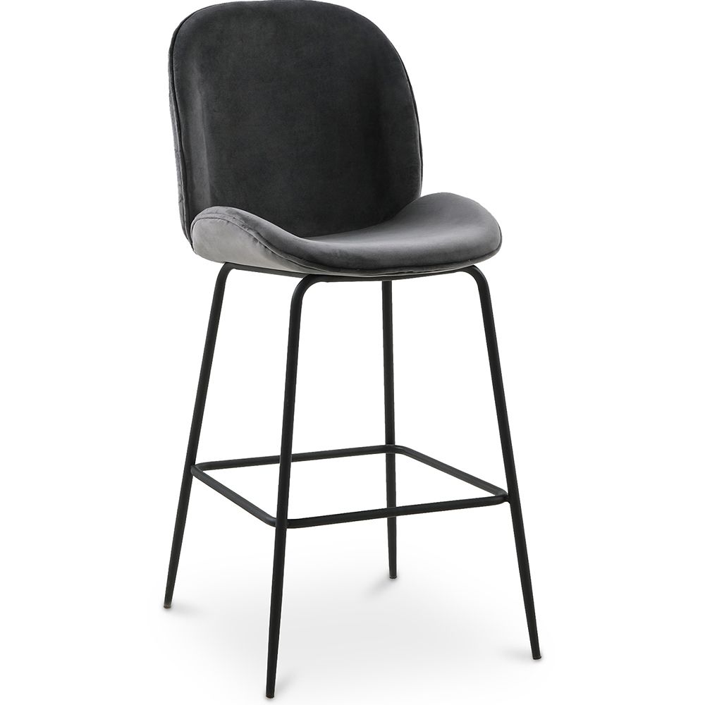 Sgabello con schienale - Rivestito in velluto - Design retrò - Elias image 8