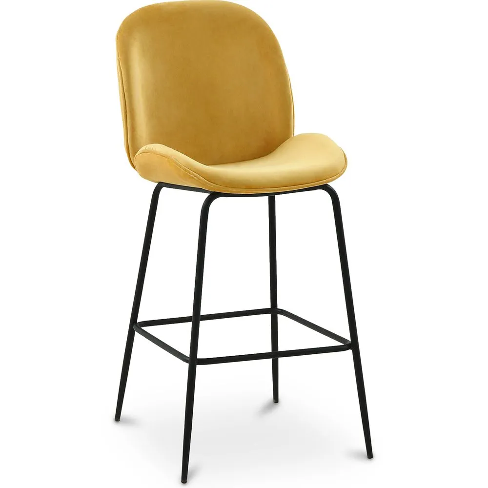Sgabello con schienale - Rivestito in velluto - Design retrò - Elias image 8