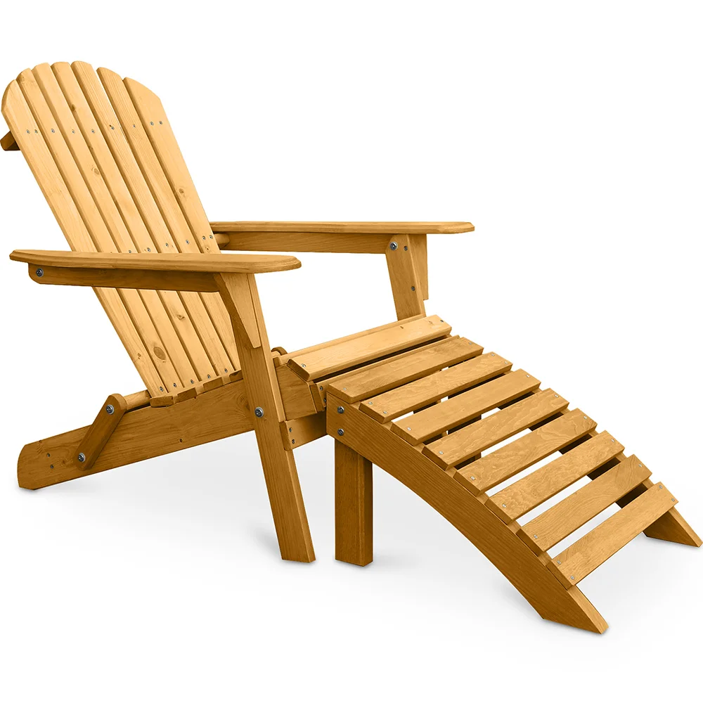 Sedia a sdraio con poggiapiedi - Sedia da giardino in legno - Adirondack image 8