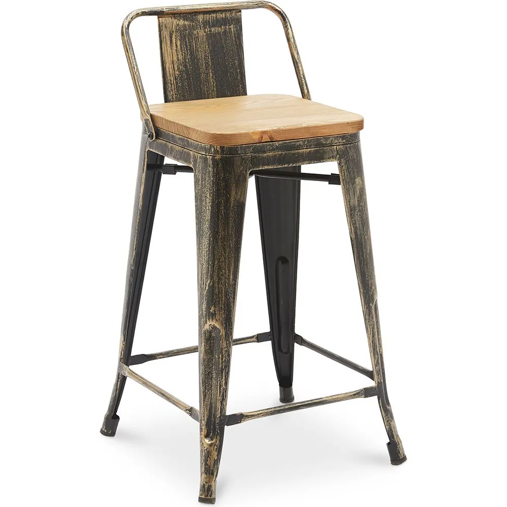Sgabello da bar con schienale - Design industriale - Legno e acciaio - 60cm - Nuova edizione - Stylix image 8