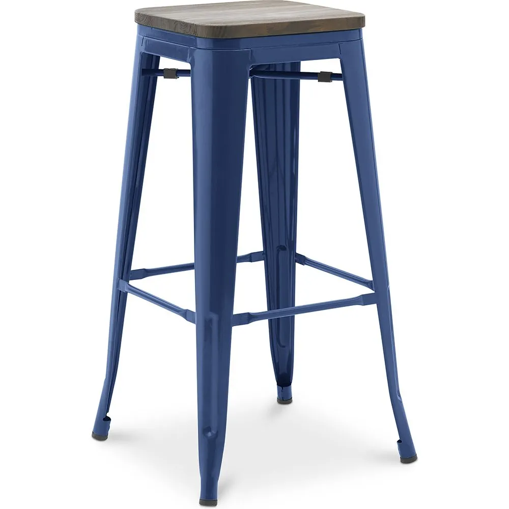 Sgabello da bar - Design industriale - Legno e acciaio - 76 cm - Nuova edizione- Stylix image 8
