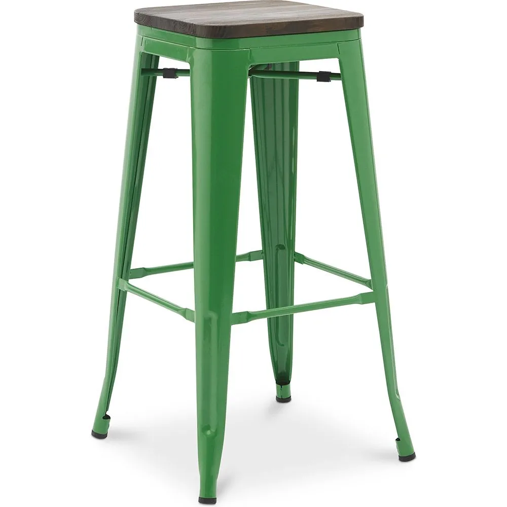 Sgabello da bar - Design industriale - Legno e acciaio - 76 cm - Nuova edizione- Stylix image 8