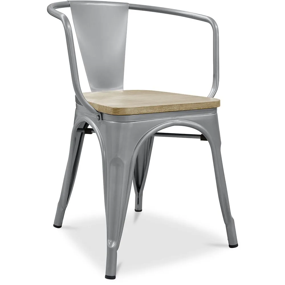 Sedia da pranzo con braccioli - Design industriale - Legno e acciaio - Nuova edizione - Stylix image 8