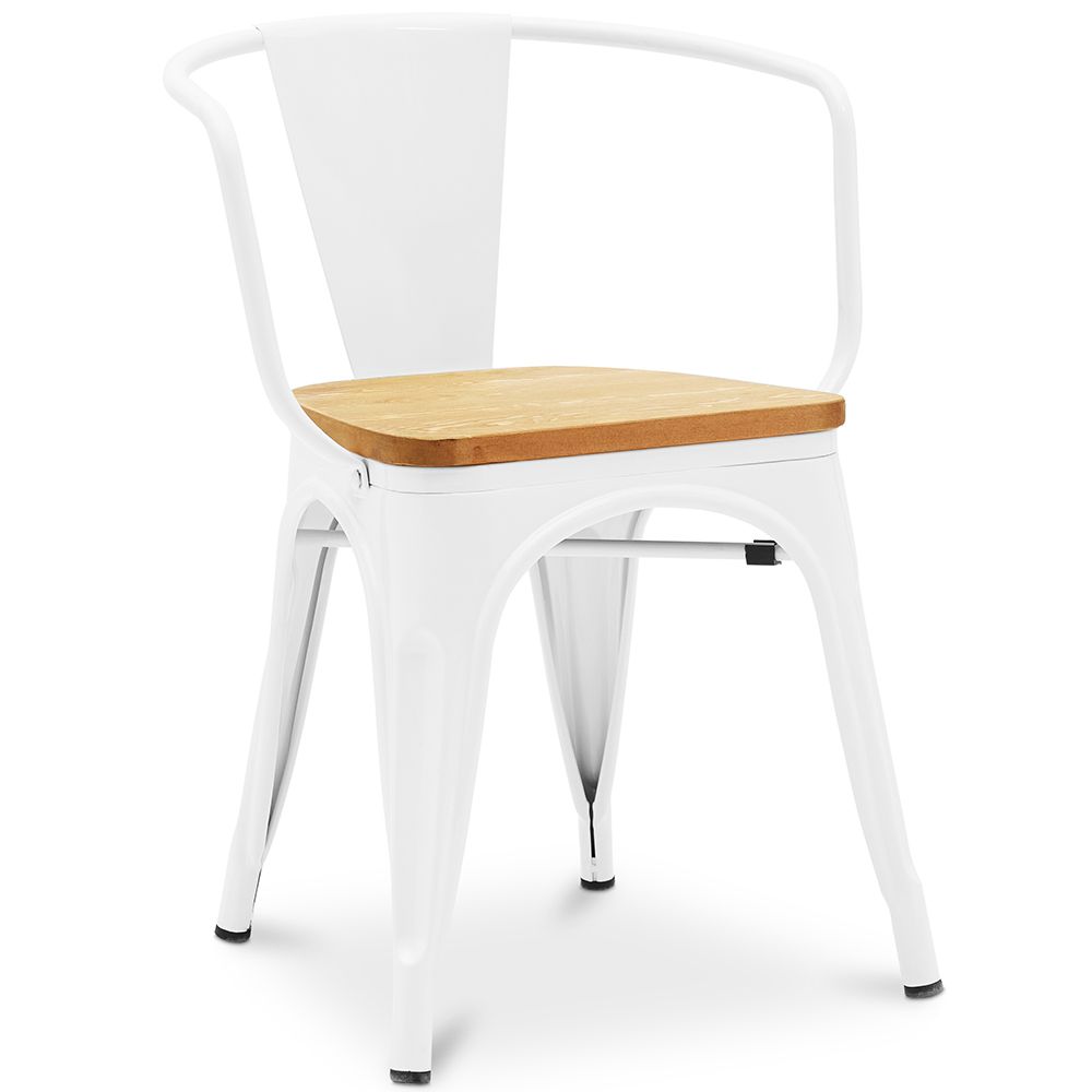 Sedia da pranzo con braccioli - Design industriale - Legno e acciaio - Nuova edizione - Stylix image 8