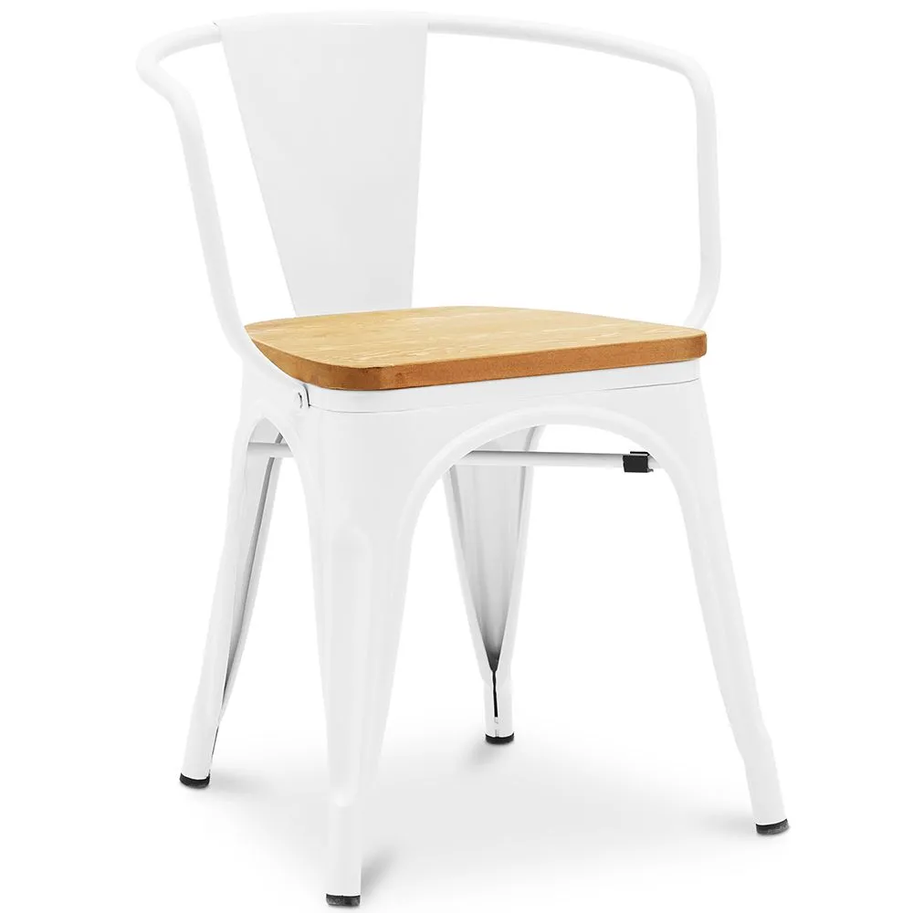 Sedia da pranzo con braccioli - Design industriale - Legno e acciaio - Nuova edizione - Stylix image 8
