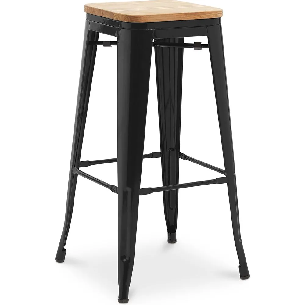 Sgabello da bar - Design industriale - Legno e acciaio - 76cm - Nuova edizione - Stylix image 8