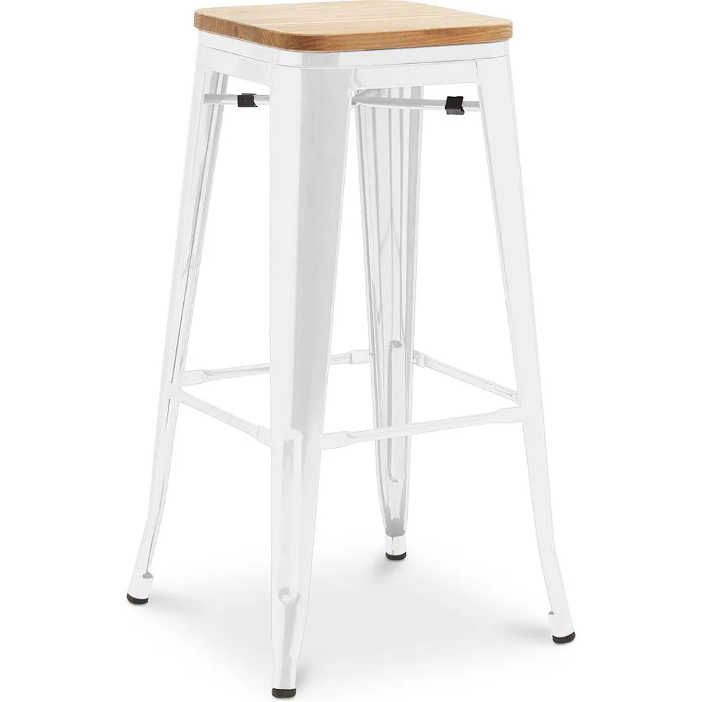 Sgabello da bar - Design industriale - Legno e acciaio - 76cm - Nuova edizione - Stylix image 8
