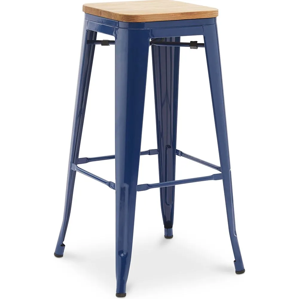 Sgabello da bar - Design industriale - Legno e acciaio - 76cm - Nuova edizione - Stylix image 8