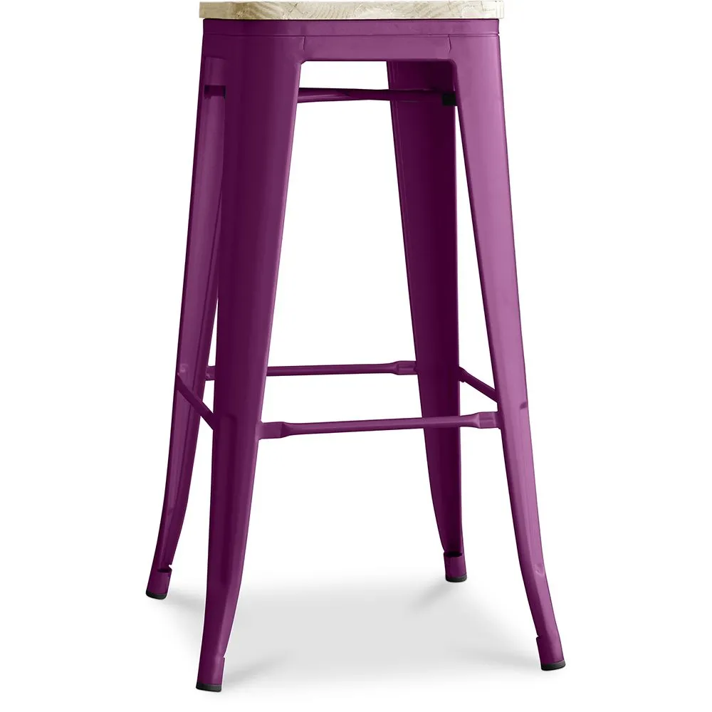 Sgabello da bar - Design industriale - Legno e acciaio - 76cm - Nuova edizione - Stylix image 8