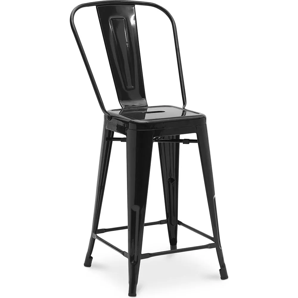 Sgabello da bar con schienale - Design industriale - 60 cm - Nuova edizione - Stylix image 8