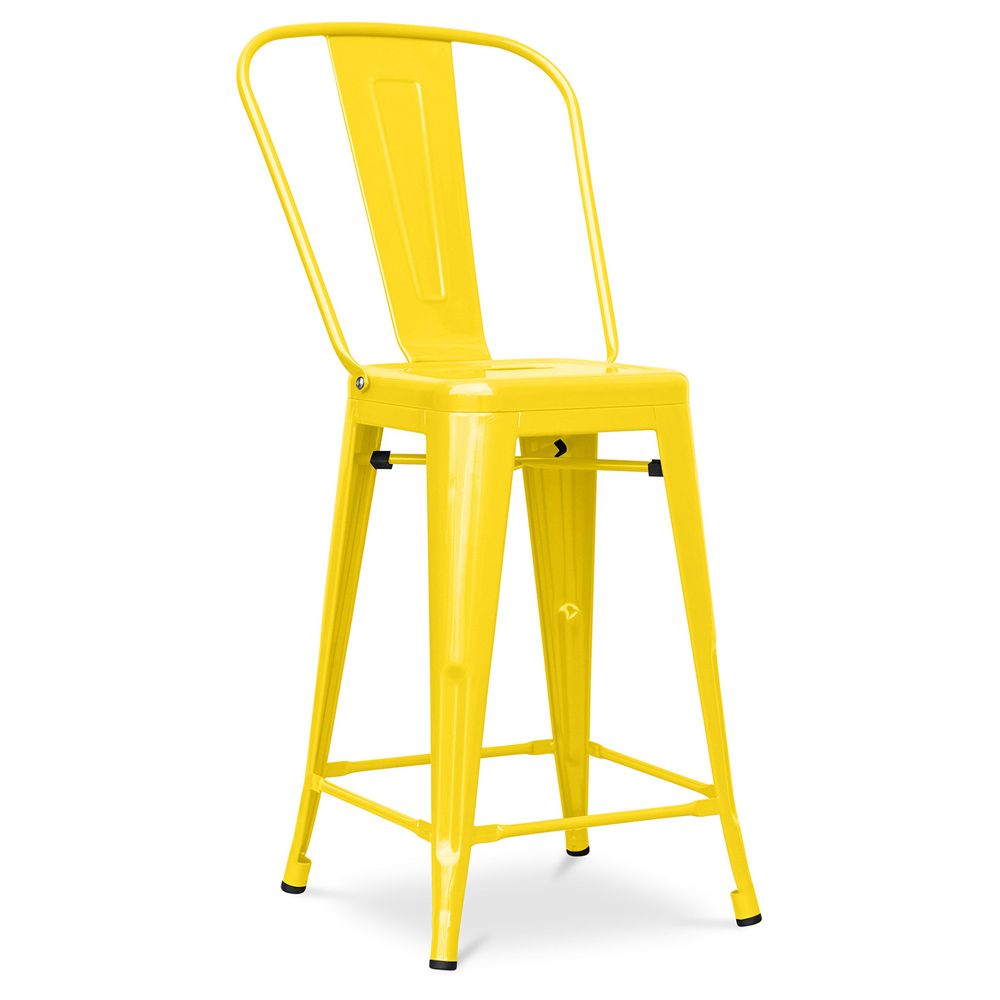 Sgabello da bar con schienale - Design industriale - 60 cm - Nuova edizione - Stylix image 8