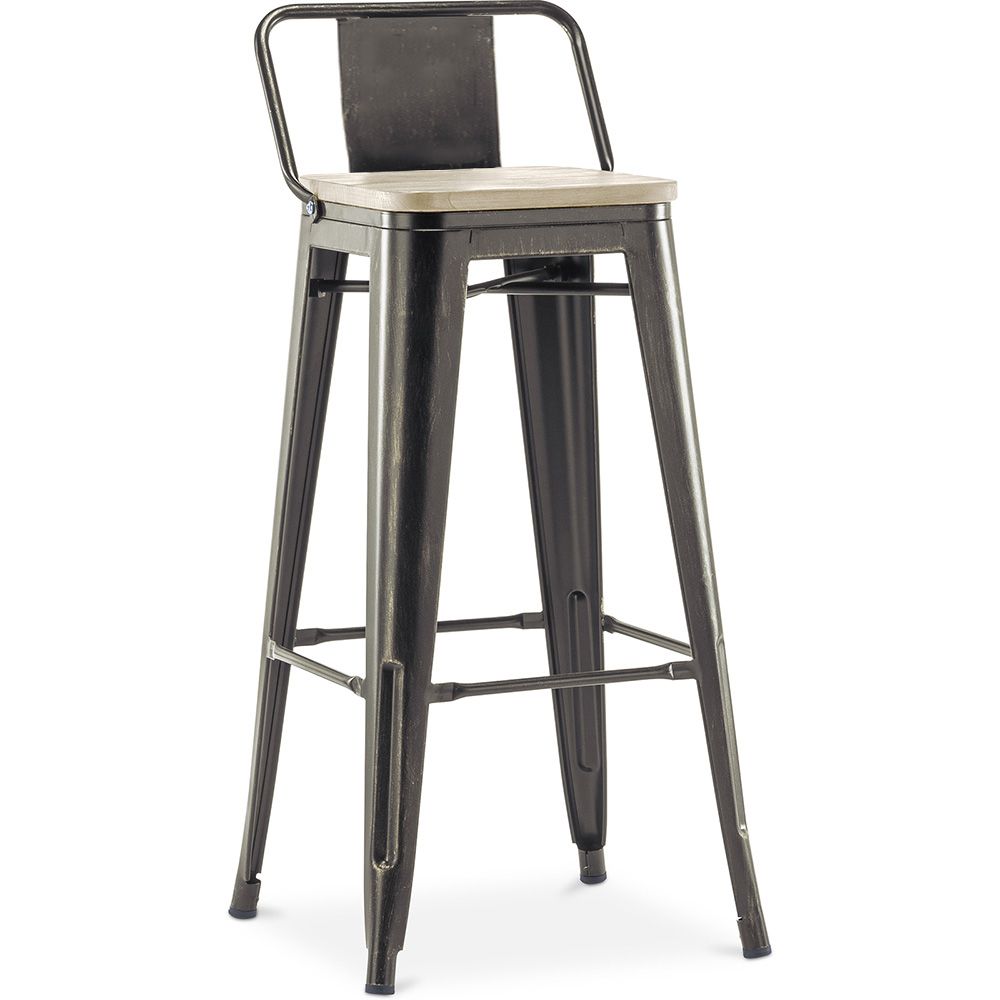 Sgabello da bar con schienale - Design industriale - Legno e acciaio - 76cm - Nuova edizione - Stylix image 8