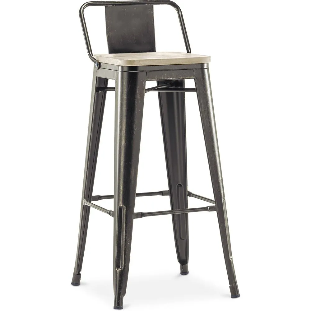 Sgabello da bar con schienale - Design industriale - Legno e acciaio - 76cm - Nuova edizione - Stylix image 8