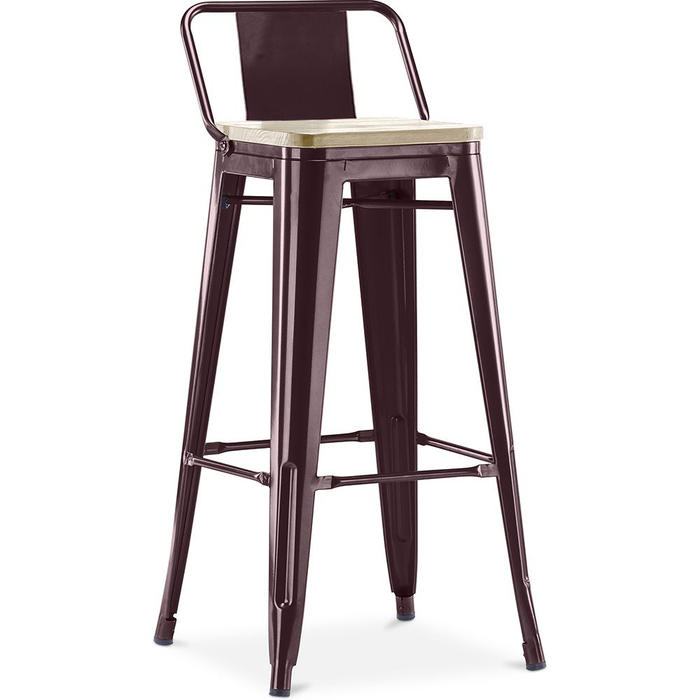 Sgabello da bar con schienale - Design industriale - Legno e acciaio - 76cm - Nuova edizione - Stylix image 8