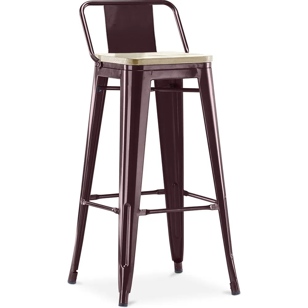 Sgabello da bar con schienale - Design industriale - Legno e acciaio - 76cm - Nuova edizione - Stylix image 8