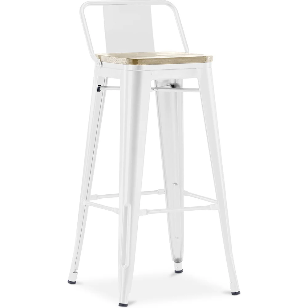 Sgabello da bar con schienale - Design industriale - Legno e acciaio - 76cm - Nuova edizione - Stylix image 8