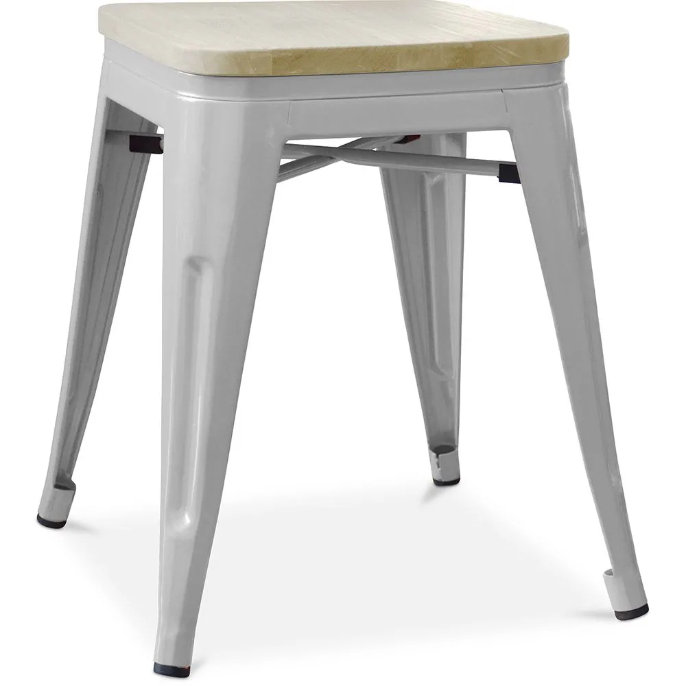 Sgabello da bar di design industriale - Legno e acciaio - 45cm - Nuova edizione - Stylix image 8