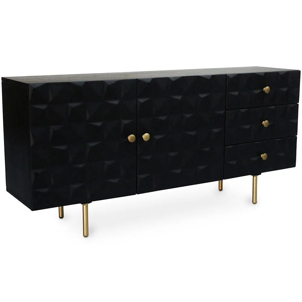 Credenza Vintage Nera - 2 Sportelli - Legno e Acciaio - Huisu image 8