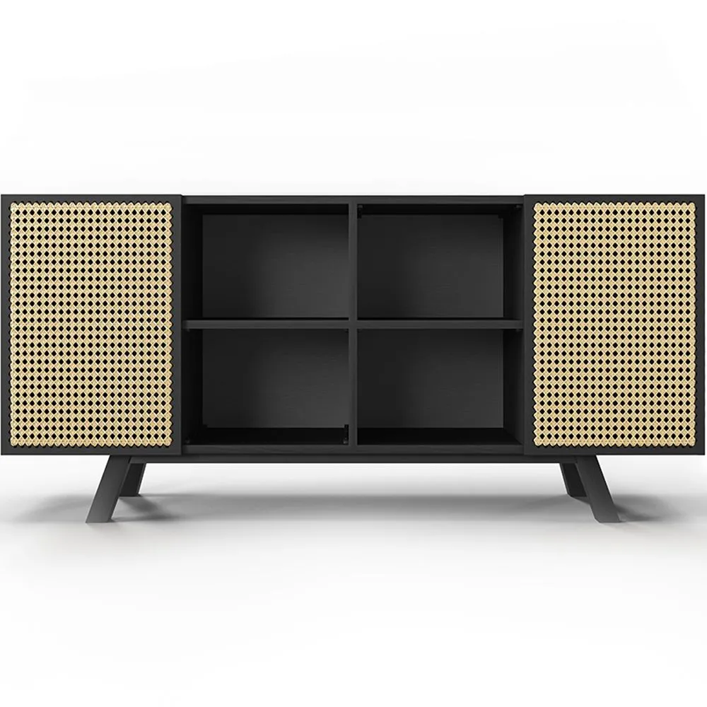 Credenza in Legno Naturale - Stile Vintage - Nero - Edan image 8