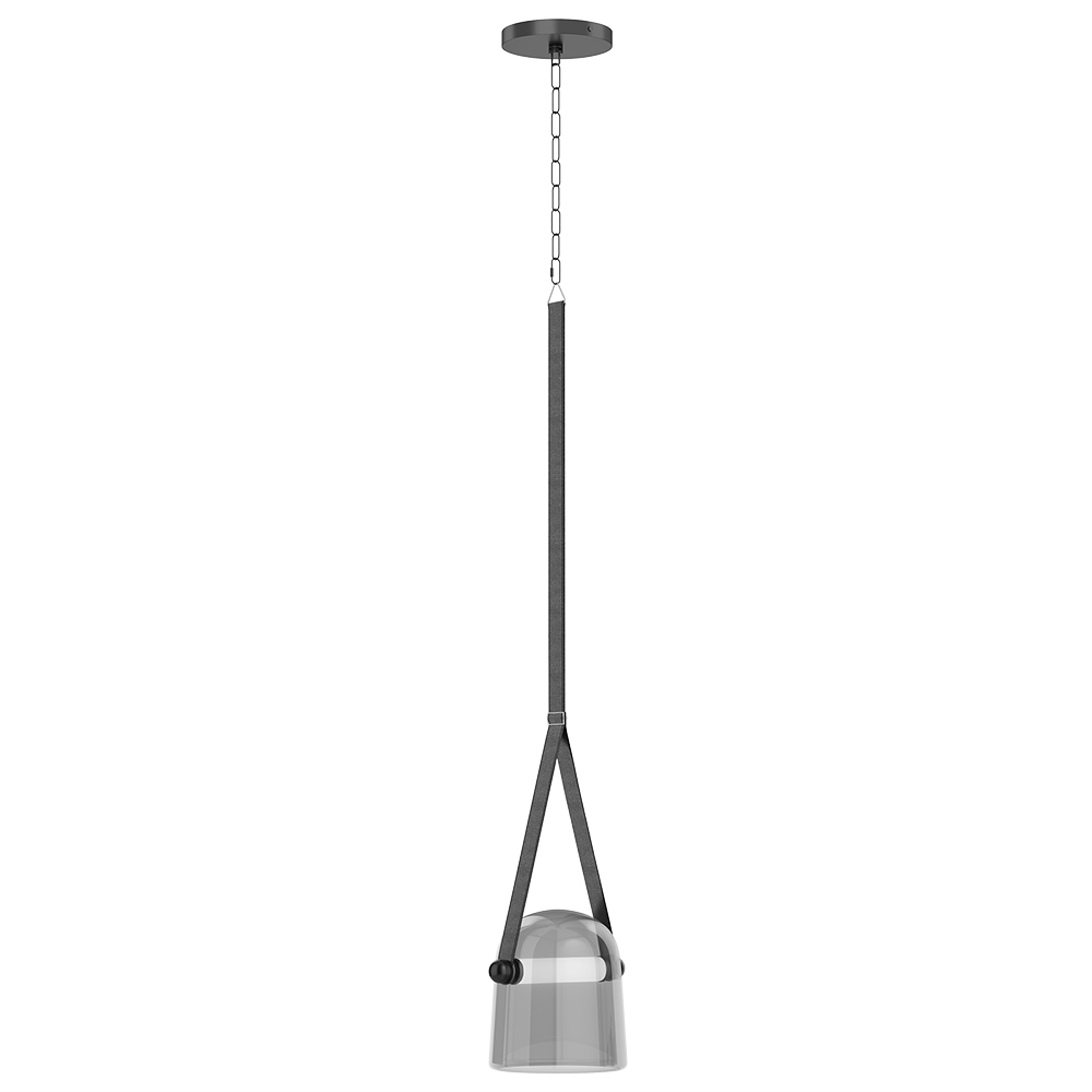 Lampada da soffitto - Lampada a sospensione - Pelle e vetro - Bim image 8