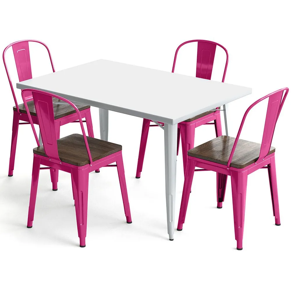 Pack Tavolo da pranzo e 4 sedie da pranzo Design industriale - Nuova edizione - Bistrot Stylix image 8