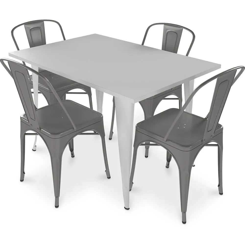 Pack Tavolo da pranzo e 4 sedie da pranzo Design industriale - Nuova edizione - Bistrot Stylix image 8