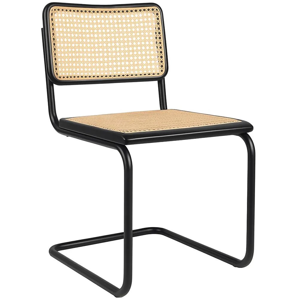 Sedia da pranzo - Design vintage - Legno e rattan naturale - Nero - Bastral image 8