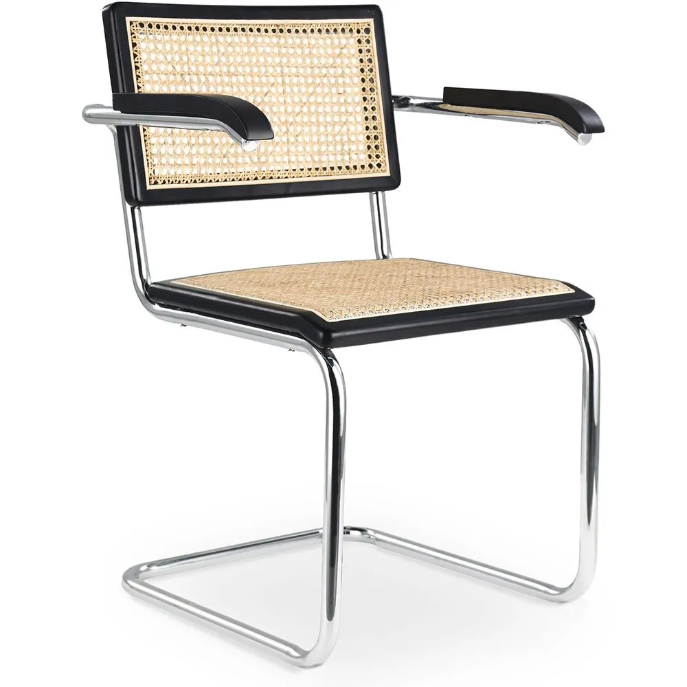 Sedia da pranzo con braccioli - Design vintage - Legno e rattan - Bruna image 8