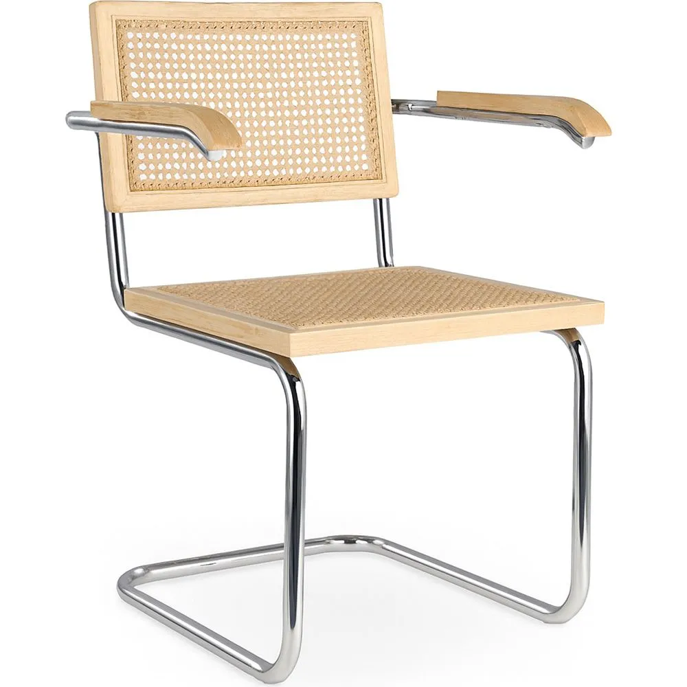 Sedia da pranzo con braccioli - Design vintage - Legno e rattan - Bruna image 8