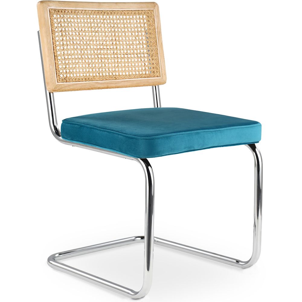 Sedia da pranzo - Rivestita in velluto - Legno e rattan - Martha image 8