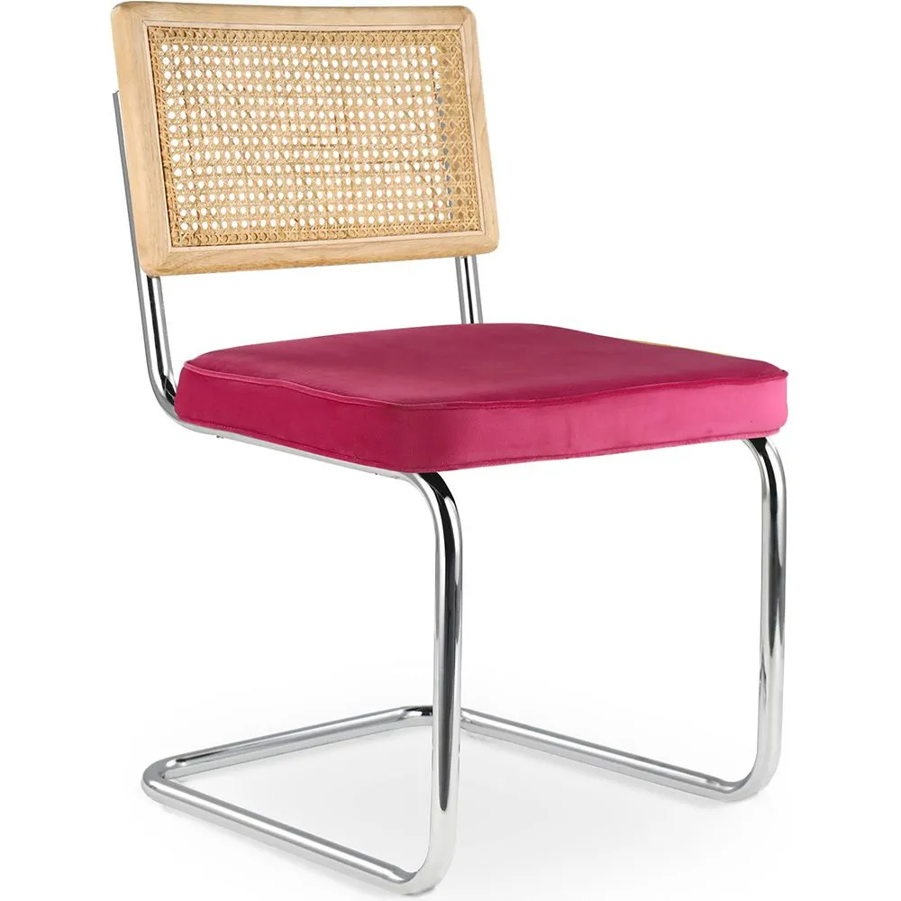 Sedia da pranzo - Rivestita in velluto - Legno e rattan - Martha image 8