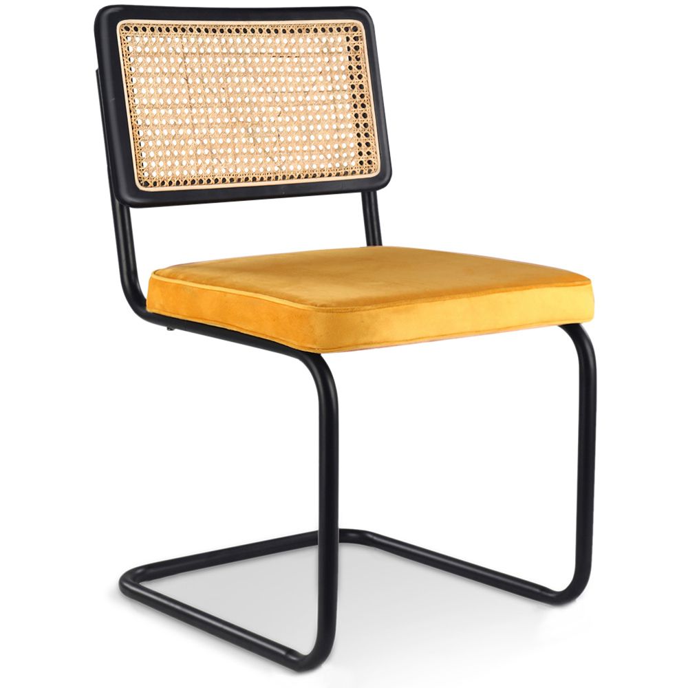 Sedia da pranzo - Rivestita in velluto - Legno e rattan - Puila image 8