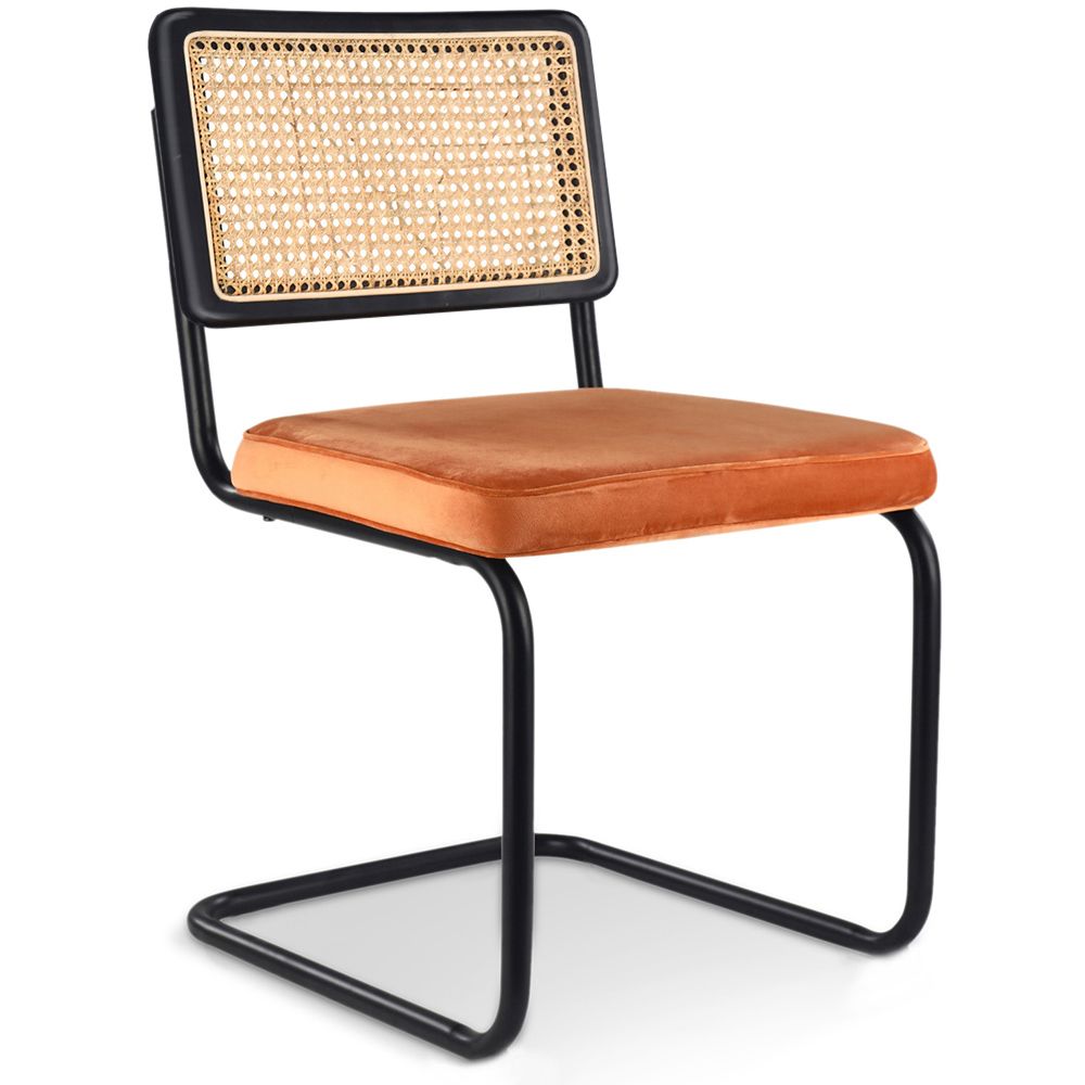 Sedia da pranzo - Rivestita in velluto - Legno e rattan - Puila image 8