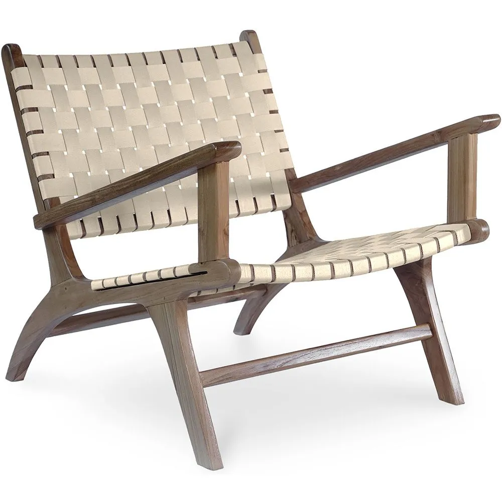 Poltrona da Salotto con Braccioli - Poltrona Design Boho Bali - Legno e Lino - Recia image 8