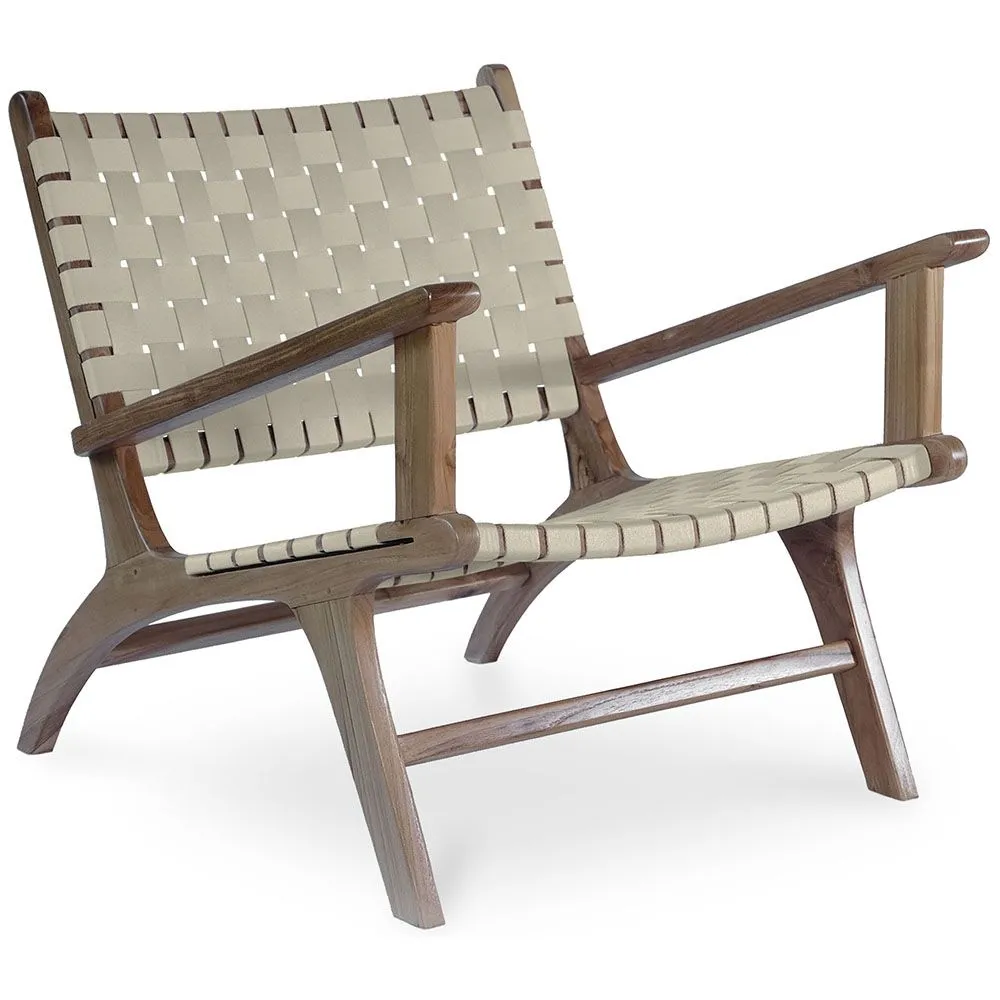 Poltrona da Salotto con Braccioli - Poltrona Design Boho Bali - Legno e Lino - Recia image 8