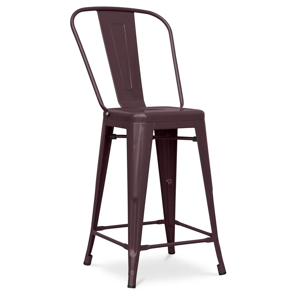 Sgabello da bar con schienale - Design industriale - 60cm - Stylix image 8