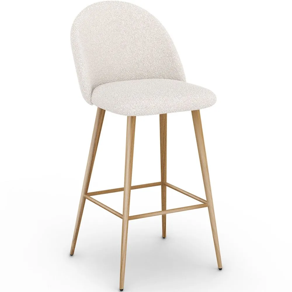 Sgabello rivestito in tessuto bouclé - Design scandinavo - Evelyne image 8