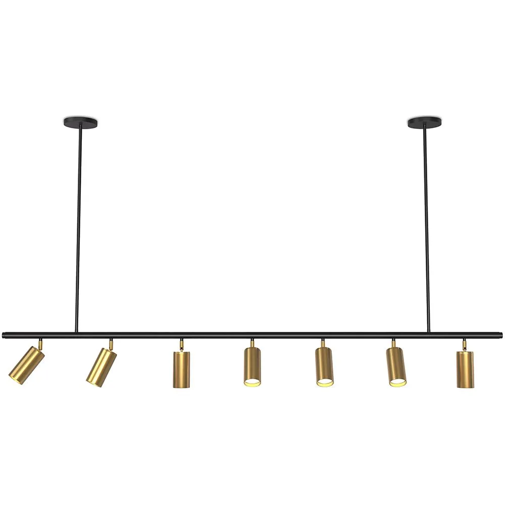 Lampadario a Sospensione Rail - 7 Faretti Dorati Orientabili - 140CM image 8