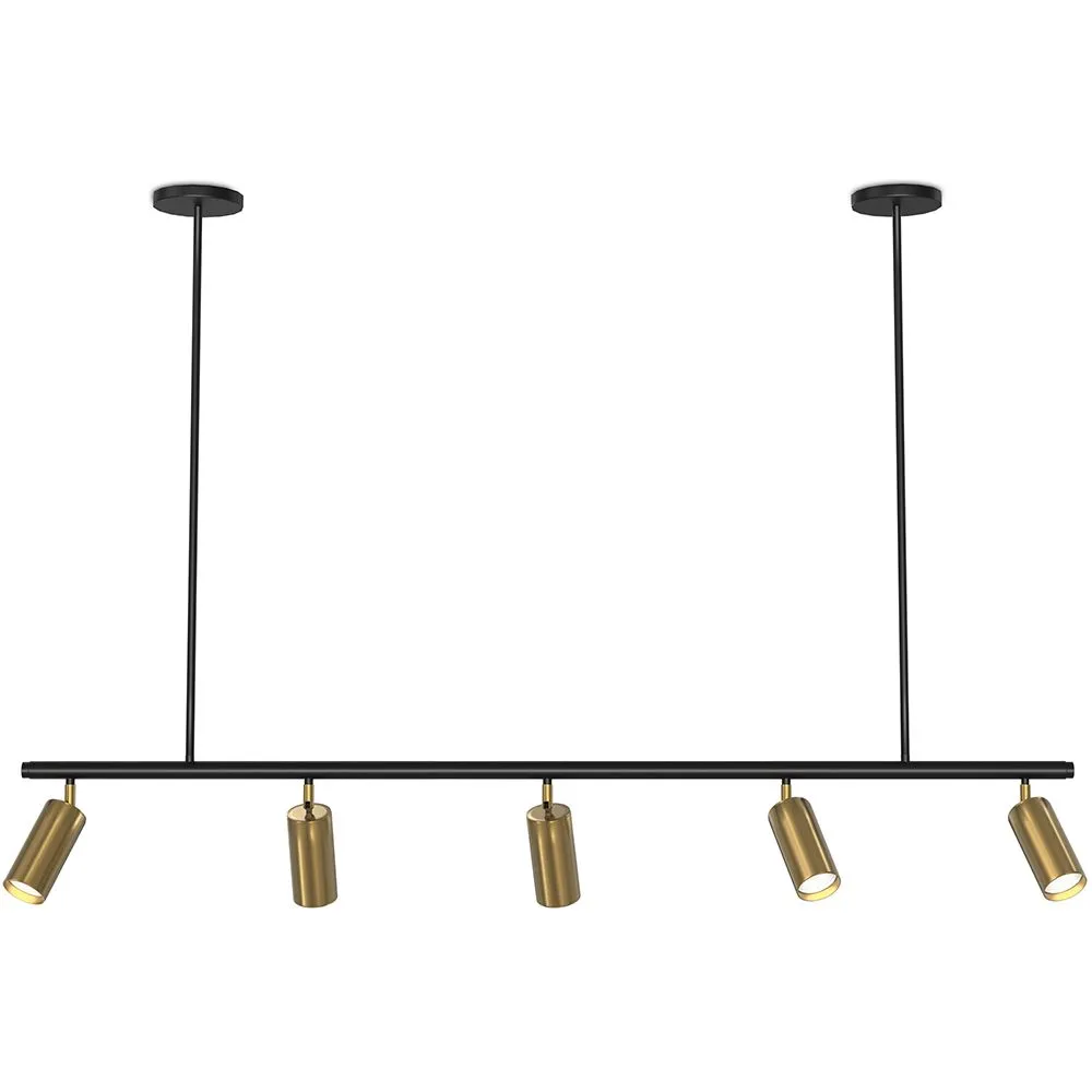 Lampadario a Sospensione Rail - 5 Faretti Dorati Orientabili - 110CM image 8
