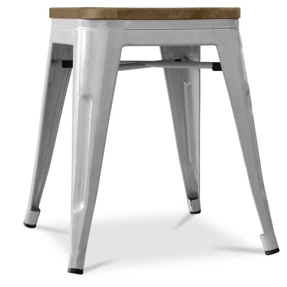 Sgabello di design industriale - Legno e acciaio - 45cm - Stylix image 8