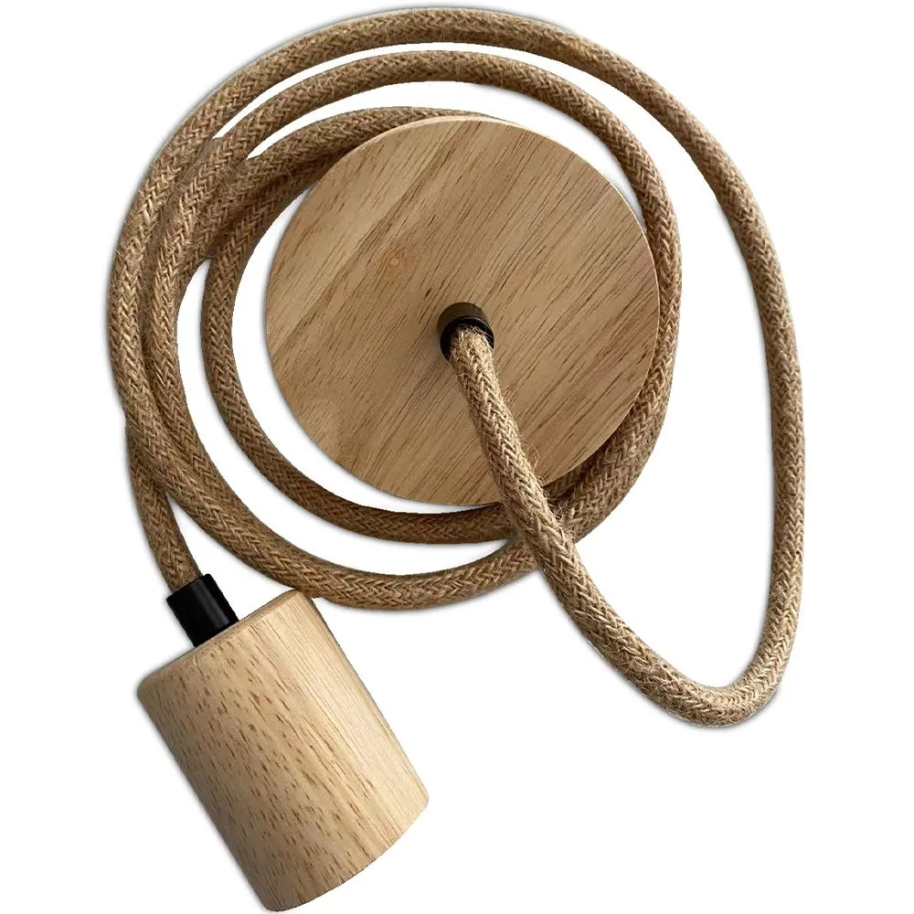 Cavo Lampadario a Sospensione in Iuta e Legno - 200cm - Hanz image 8