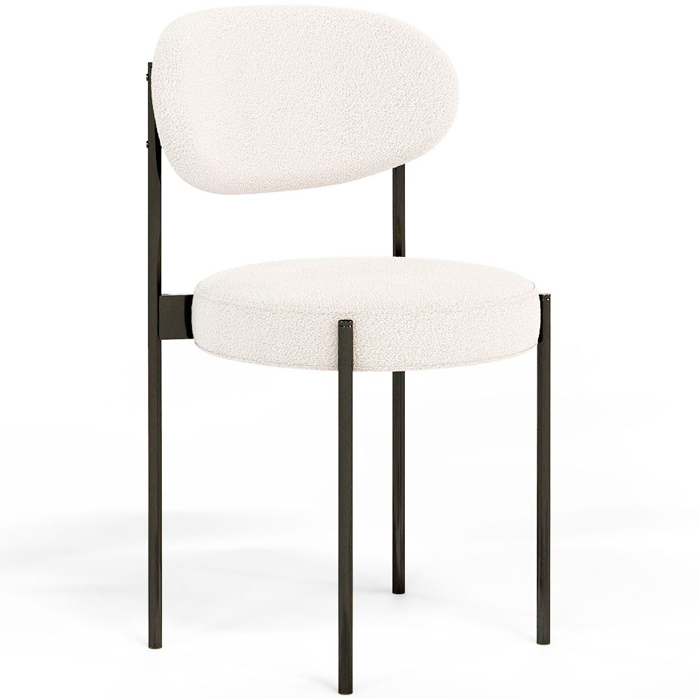 Sedia da pranzo - Rivestita in tessuto bouclé - Metallo nero - Margot image 8