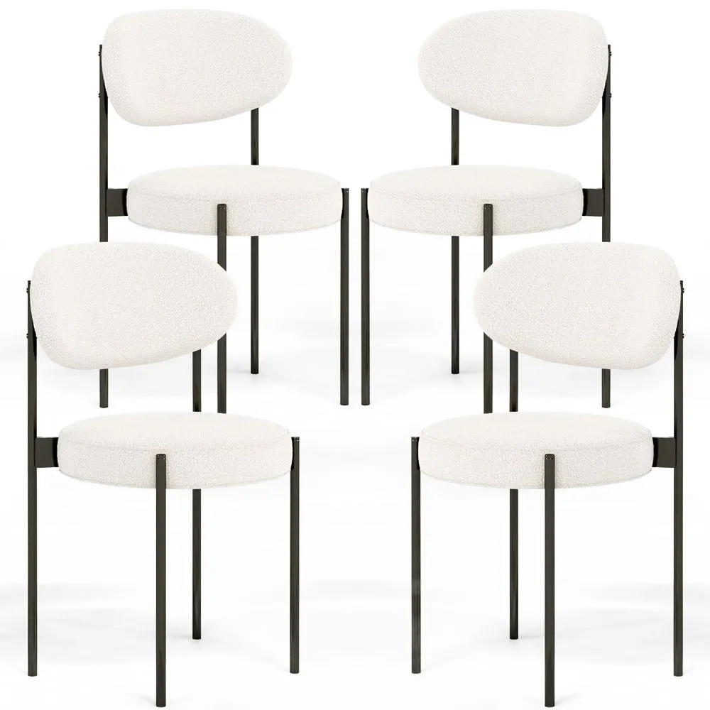 Confezione di 4 - Sedia da pranzo - Rivestita in tessuto bouclé - Metallo nero - Margot image 8