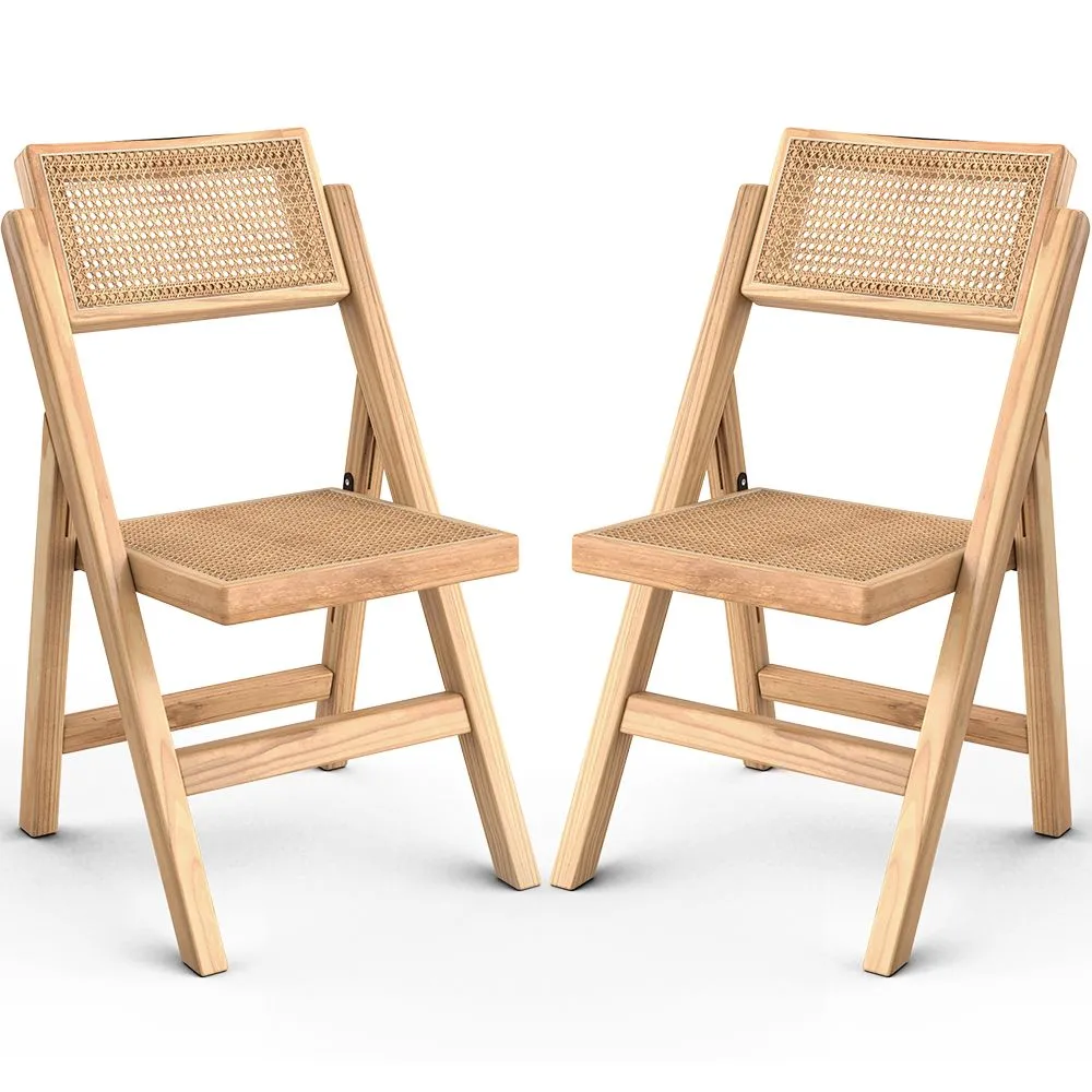 Pack di 2 Sedia da pranzo in rattan Canage e legno - Umbra image 8