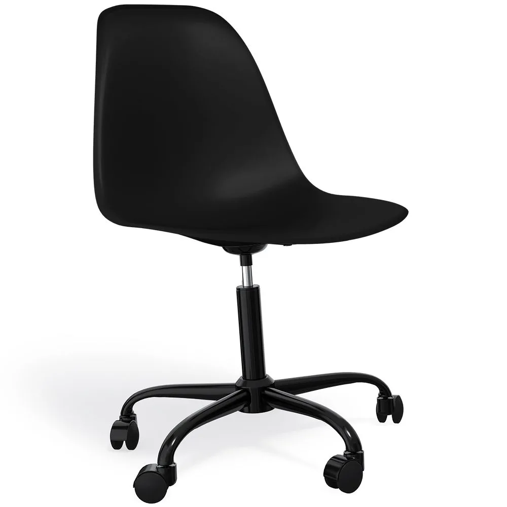 Sedia da ufficio con braccioli - Sedia da scrivania con ruote - Struttura nera Denisse image 8