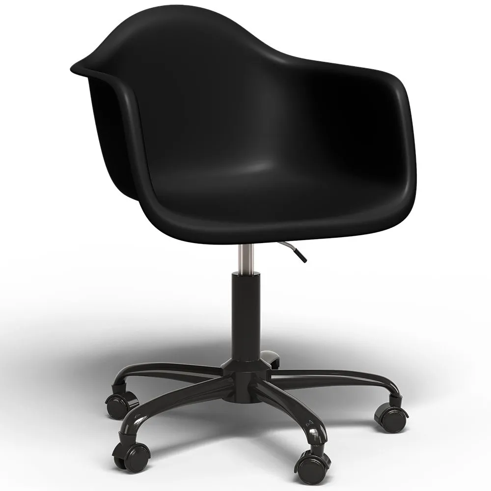 Sedia da ufficio con braccioli - Sedia da scrivania con ruote - Struttura nera Weston image 8