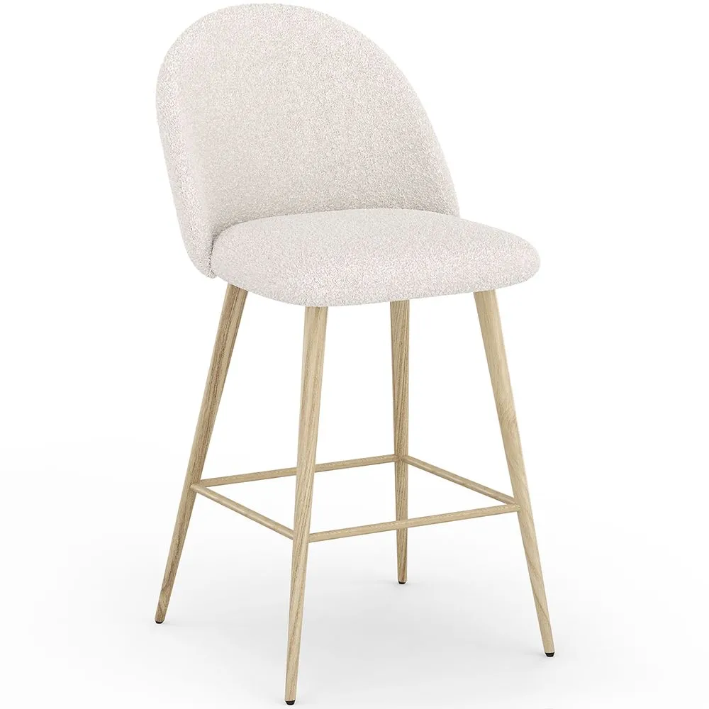 Sgabello rivestito in tessuto bouclé - Design scandinavo - 66cm - Evelyne image 8