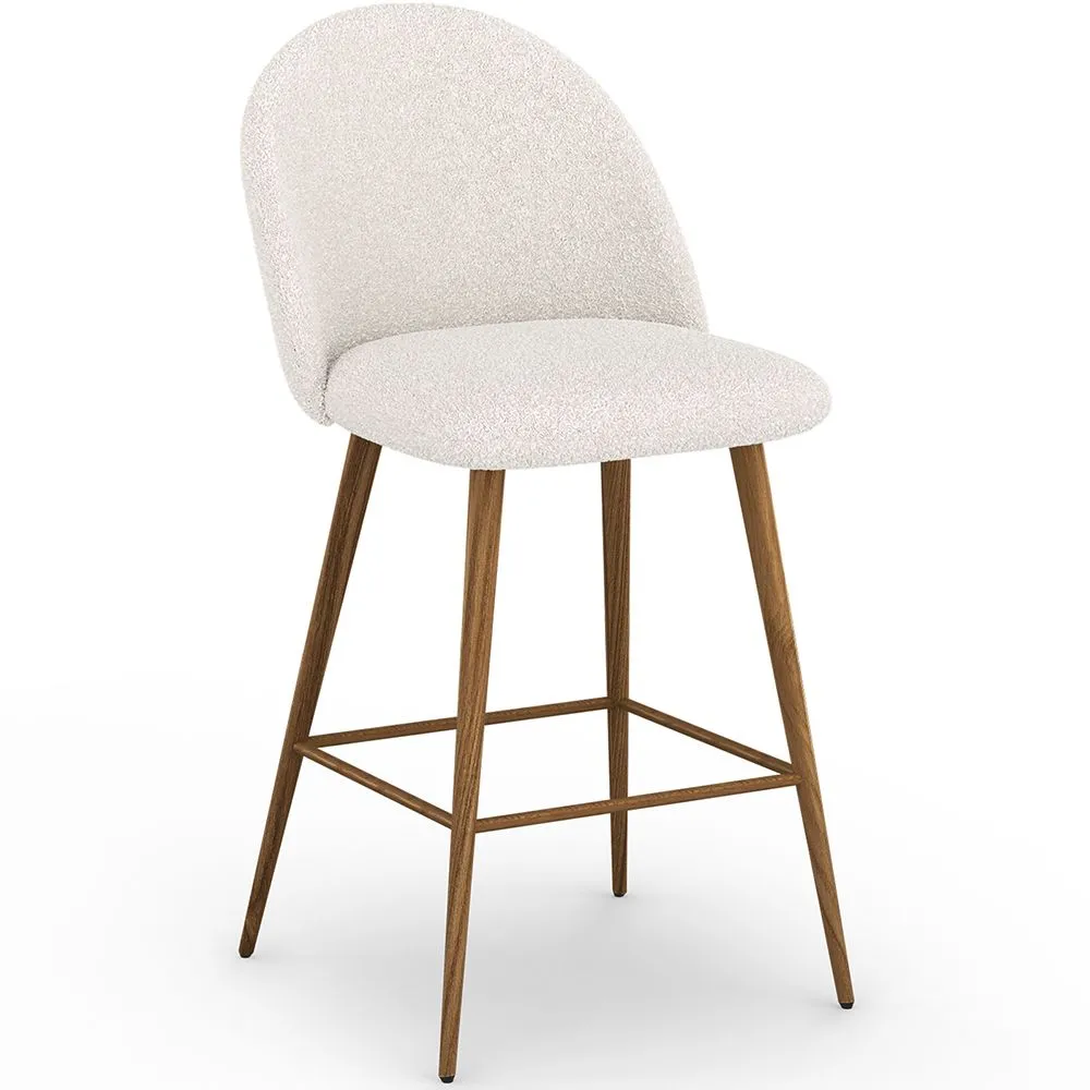 Sgabello rivestito in tessuto bouclé - Design scandinavo - 66cm - Evelyne image 8