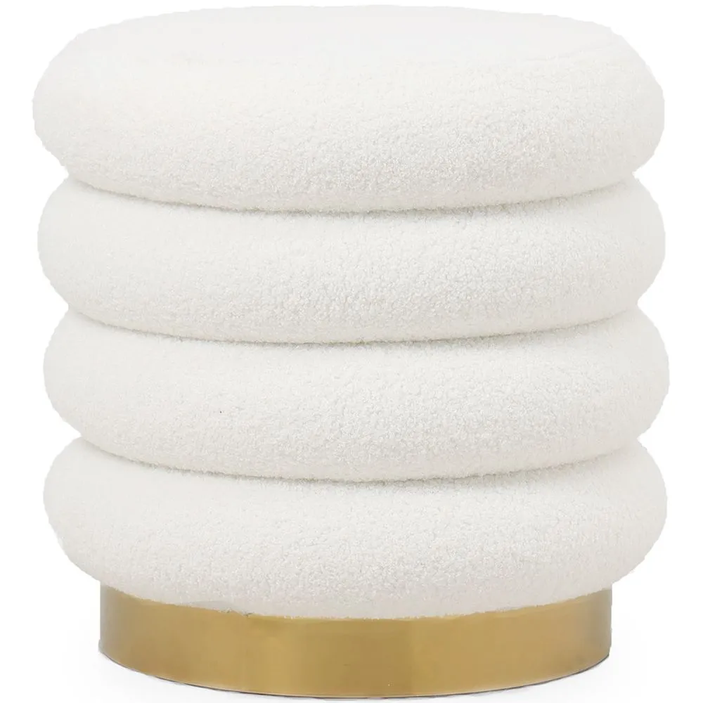 Pouf Rotondo Imbottito in Tessuto Bouclé - Gereth image 8